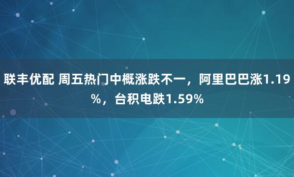 联丰优配 周五热门中概涨跌不一，阿里巴巴涨1.19%，台积电跌1.59%