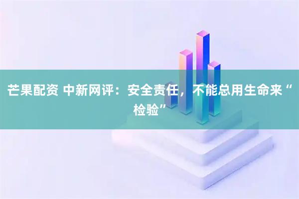 芒果配资 中新网评：安全责任，不能总用生命来“检验”